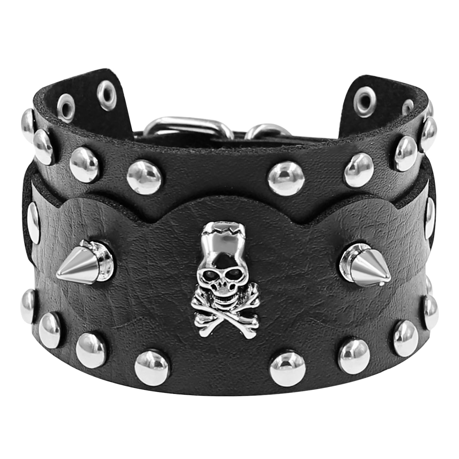 Amazon | [JEWELRYWE] スカル リベット ドクロ ブレスレット